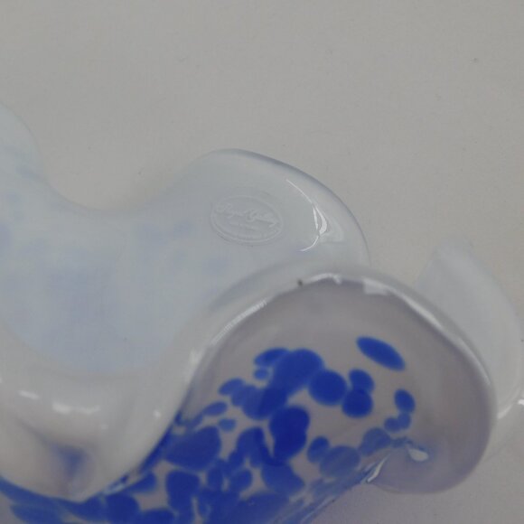 Royal Gallery Handcrafted Blue Console Crystal Bowl 1999 Federated Dept Stores - Picture 8 of 8